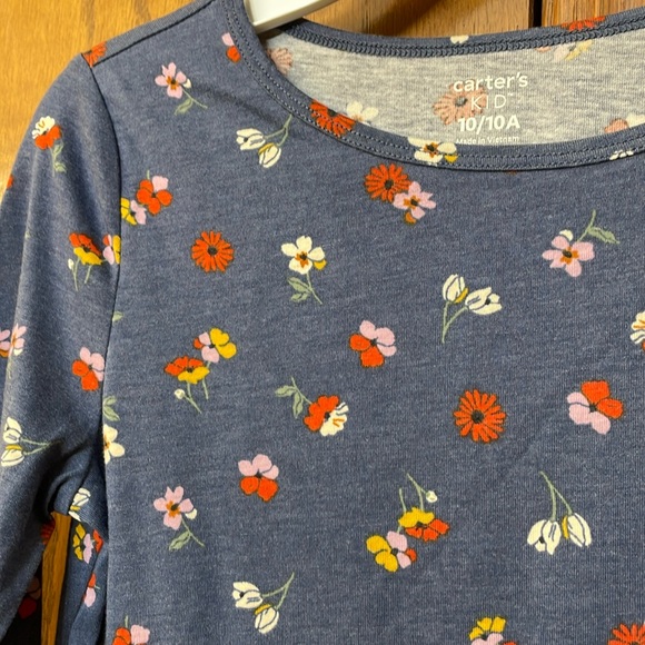 CARTERS NWT Girls Size 10 Floral Jersey Dress Navy Blue Red Long Sleeve - Picture 8 of 15